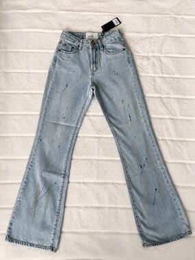 One Teaspoon Charlie Slim Bootcut Jeans Women Size 22 High Waist Blue Denim NWT